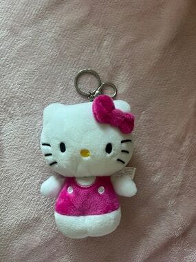 Hello Kitty Plush Keychain - White & Hot Pink